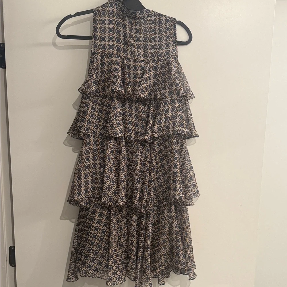 Misa Los Angeles Navy and Tan Patterned Women's Dress - Picture 4 of 4